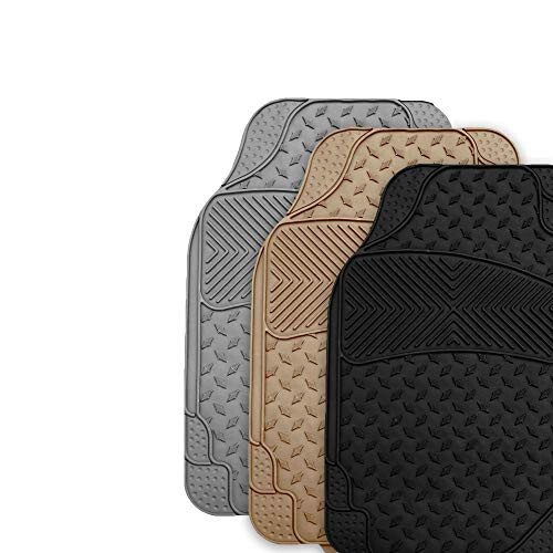 FH Group F11322 Classic Rubber Trimmable Floor Mats (Beige) Full Set - Universal Fit for Cars Trucks and SUVs - 7