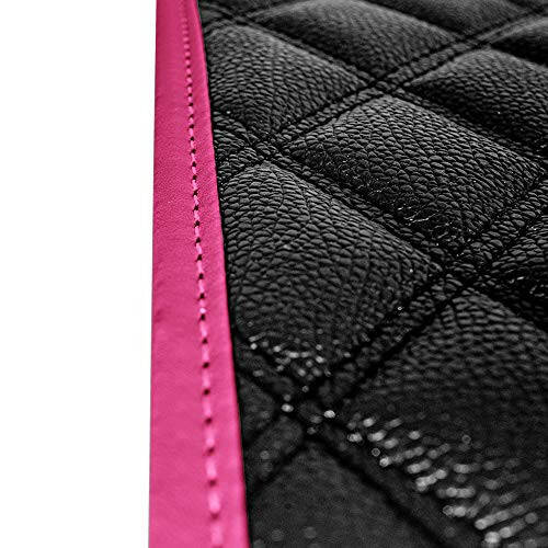 FH Group F12003PINK Universal Fit Diamond Pattern Faux Leather Beige Automotive Floor Mats fits Most Cars, SUVs, and Trucks - 5