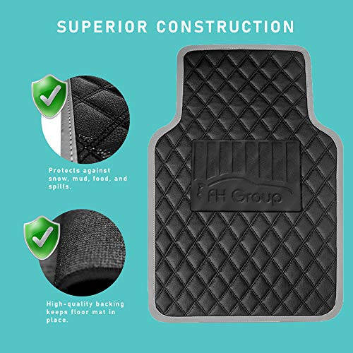 FH Group F12003PINK Universal Fit Diamond Pattern Faux Leather Beige Automotive Floor Mats fits Most Cars, SUVs, and Trucks - 6