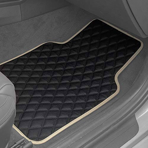 FH Group Floor Mats - Faux Leather Floor Mats for Cars, Universal Fit Automotive Floor Mats, All Purpose Car Floor Mats, PU Leather Protector Mat for Most Sedan, SUV, Truck Floor Mats Beige - 2