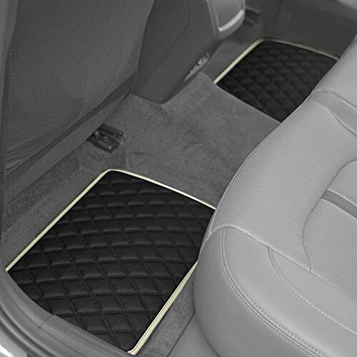 FH Group Floor Mats - Faux Leather Floor Mats for Cars, Universal Fit Automotive Floor Mats, All Purpose Car Floor Mats, PU Leather Protector Mat for Most Sedan, SUV, Truck Floor Mats Beige - 4