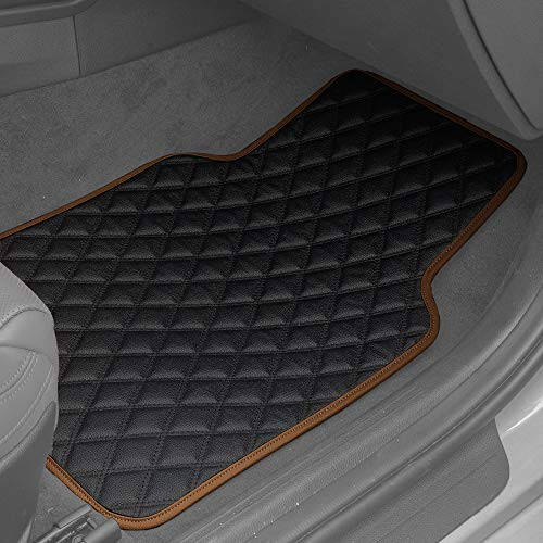 FH Group Floor Mats - Faux Leather Floor Mats for Cars, Universal Fit Automotive Floor Mats, All Purpose Car Floor Mats, PU Leather Protector Mat for Most Sedan, SUV, Truck Floor Mats Brown - 2