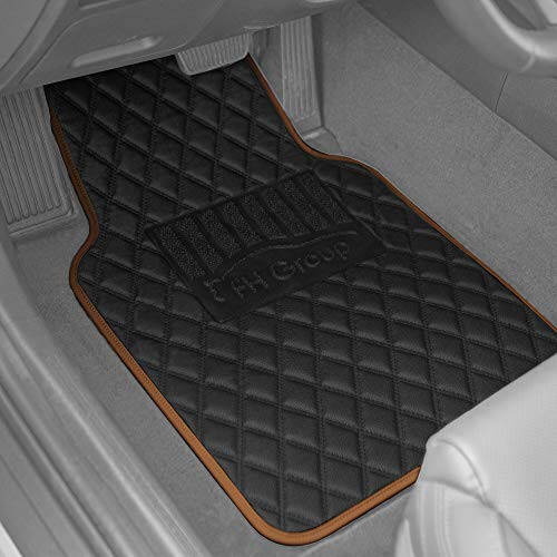 FH Group Floor Mats - Faux Leather Floor Mats for Cars, Universal Fit Automotive Floor Mats, All Purpose Car Floor Mats, PU Leather Protector Mat for Most Sedan, SUV, Truck Floor Mats Brown - 3