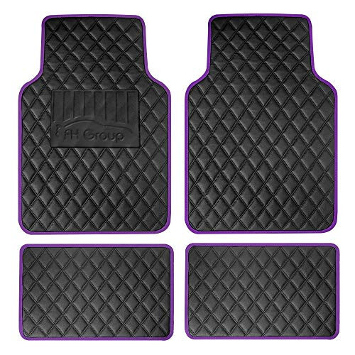 FH Group Floor Mats - Faux Leather Floor Mats for Cars, Universal Fit Automotive Floor Mats, All Purpose Car Floor Mats, PU Leather Protector Mat for Most Sedan, SUV, Truck Floor Mats Purple - 1