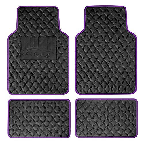 FH Group Floor Mats - Faux Leather Floor Mats for Cars, Universal Fit Automotive Floor Mats, All Purpose Car Floor Mats, PU Leather Protector Mat for Most Sedan, SUV, Truck Floor Mats Purple - 1