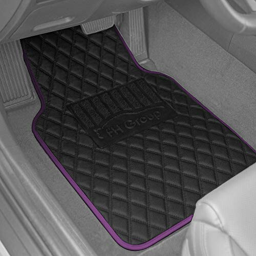 FH Group Floor Mats - Faux Leather Floor Mats for Cars, Universal Fit Automotive Floor Mats, All Purpose Car Floor Mats, PU Leather Protector Mat for Most Sedan, SUV, Truck Floor Mats Purple - 2