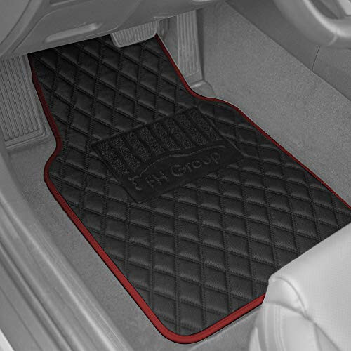 FH Group Universal Fit Diamond Pattern Faux Leather Automotive Floor Mats aksariyat avtomobillar, SUV va yuk mashinalariga mos keladi Burgundy - 4