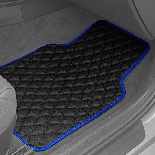 FH Group Universal Fit Diamond Pattern Faux Leather Automotive Floor Mats fits Most Cars, SUVs, and Trucks Blue - 2