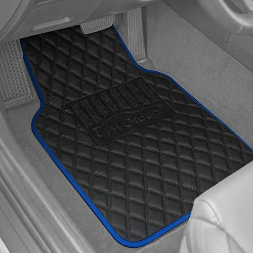 FH Group Universal Fit Diamond Pattern Faux Leather Automotive Floor Mats fits Most Cars, SUVs, and Trucks Blue - 3