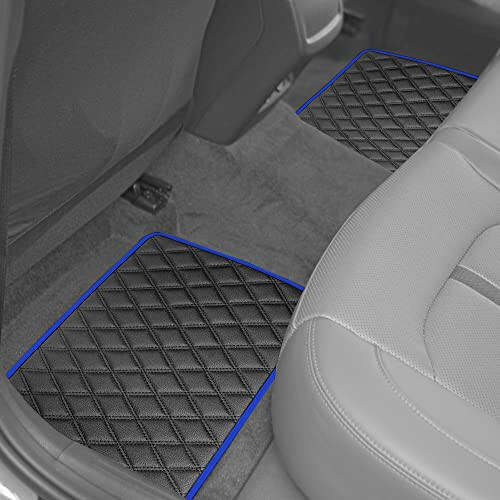 FH Group Universal Fit Diamond Pattern Faux Leather Automotive Floor Mats fits Most Cars, SUVs, and Trucks Blue - 4