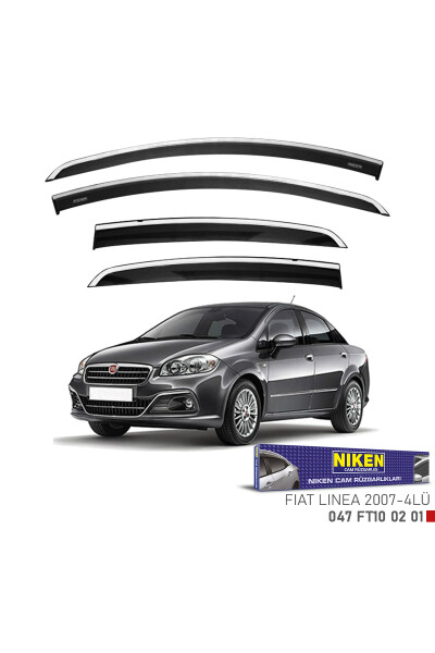 Fiat Linea 2007+ Chrome Window Deflectors Set of 4 - 1