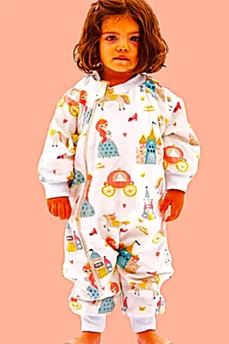 Fiber-Free Organic Winter Long Sleeve Double Layer 100% Cotton Muslin Princess Gazelle Baby Sleepsuit - 1