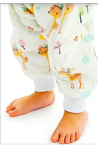 Fiber-Free Organic Winter Long Sleeve Double Layer 100% Cotton Muslin Princess Gazelle Baby Sleepsuit - 6