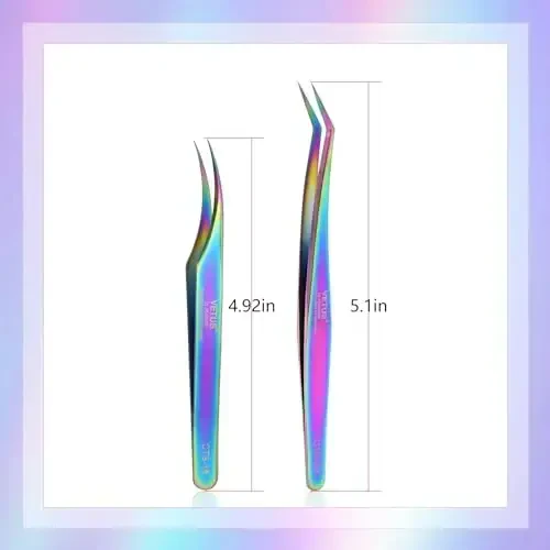 Fiber Tip Tweezers for Lash Extensions Precision Eyelash Isolation, Industrial Tweezers for Crafting,Soldering, Laboratory Work, Jewelry-Making Non-Slip Grip Stainless Steel by EMEDA(2PCS) - 6