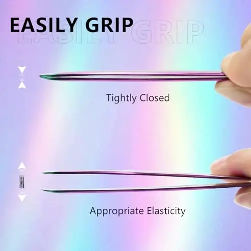 Fiber Tip Tweezers for Lash Extensions Precision Eyelash Isolation, Industrial Tweezers for Crafting,Soldering, Laboratory Work, Jewelry-Making Non-Slip Grip Stainless Steel by EMEDA(Needle) - 4
