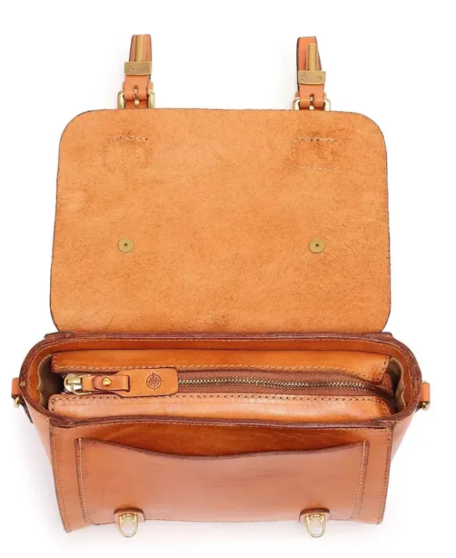 Ficus Mini Leather Satchel Bag - Caramel - 6