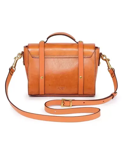 Ficus Mini Leather Satchel Bag - Caramel - 5