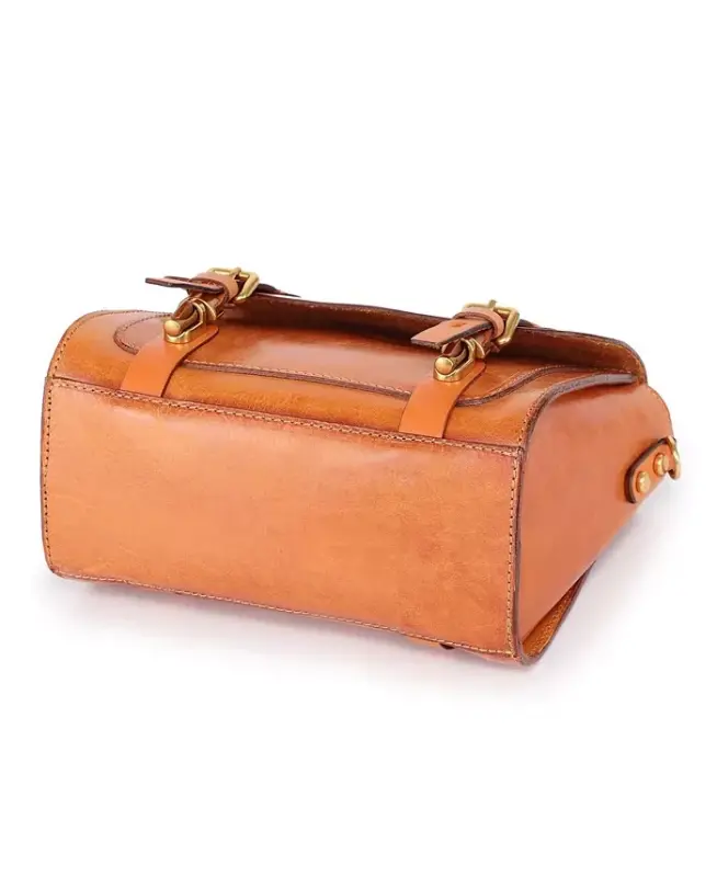 Ficus Mini Leather Satchel Bag - Caramel - 8