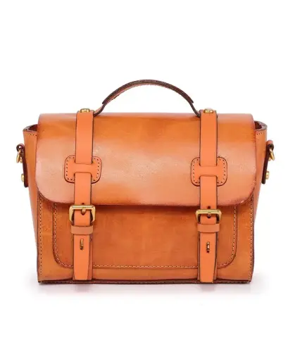 Ficus Mini Leather Satchel Bag - Caramel - OLD TREND (1)
