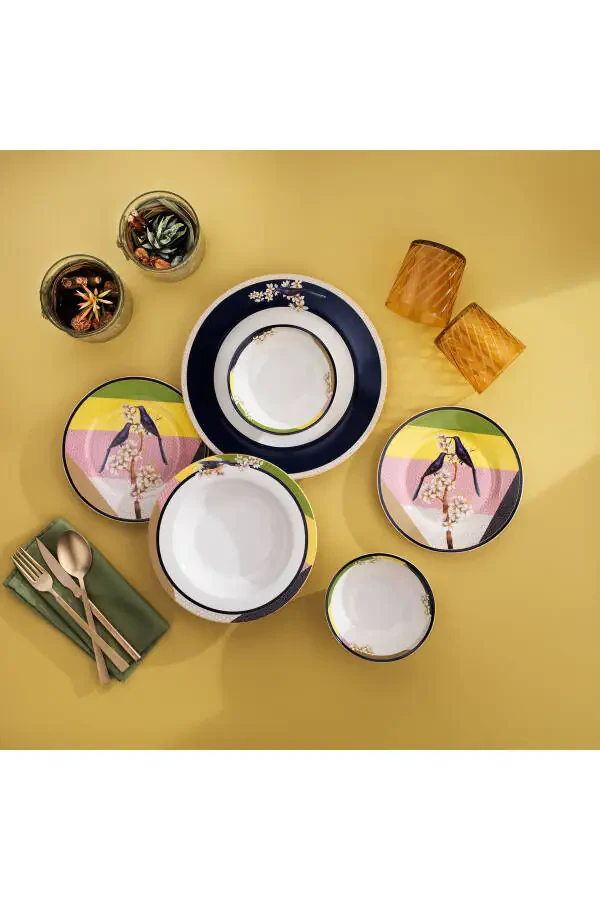 Fiesta Dinner Set 24 Pieces - With Birds - 1