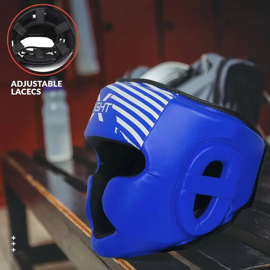 FightX Boxing Headgear For Youth MMA Training, MuayThai, Sparring Helmet For Protector (Blue, S/M)-BLUE - 3