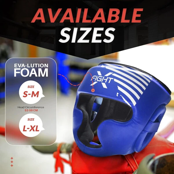 FightX Boxing Headgear For Youth MMA Training, MuayThai, Sparring Helmet For Protector (Blue, S/M)-BLUE - 4
