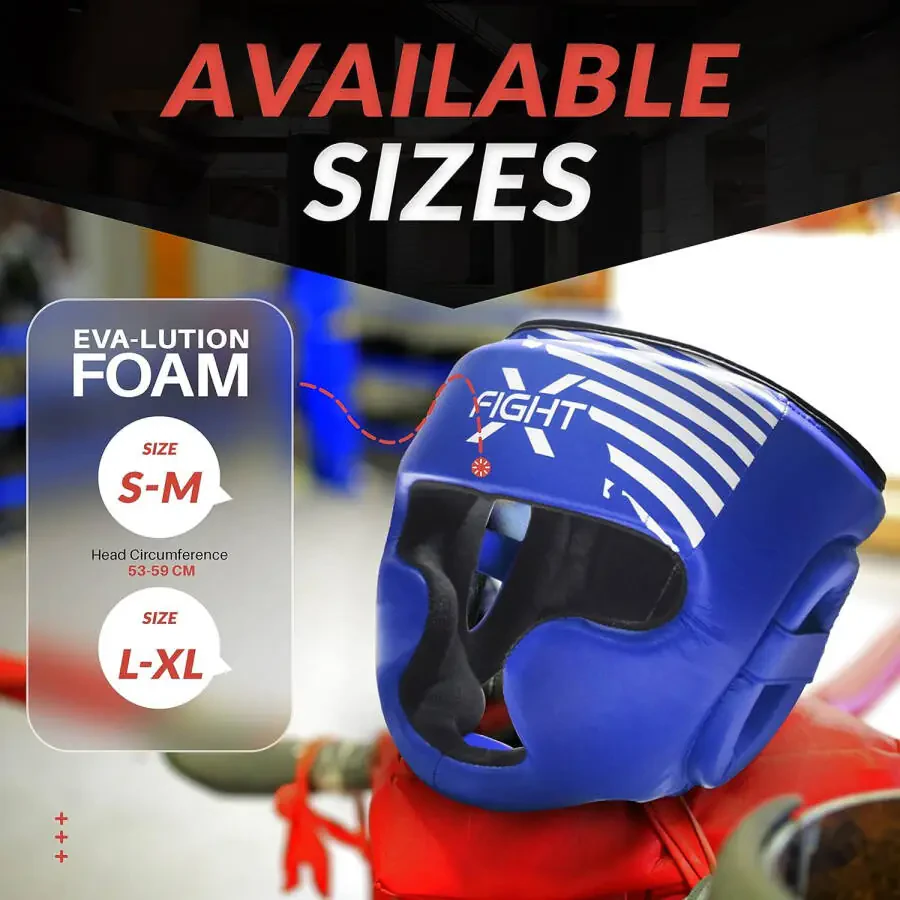 FightX Boxing Headgear For Youth MMA Training, MuayThai, Sparring Helmet For Protector (Blue, S/M)-BLUE - 4