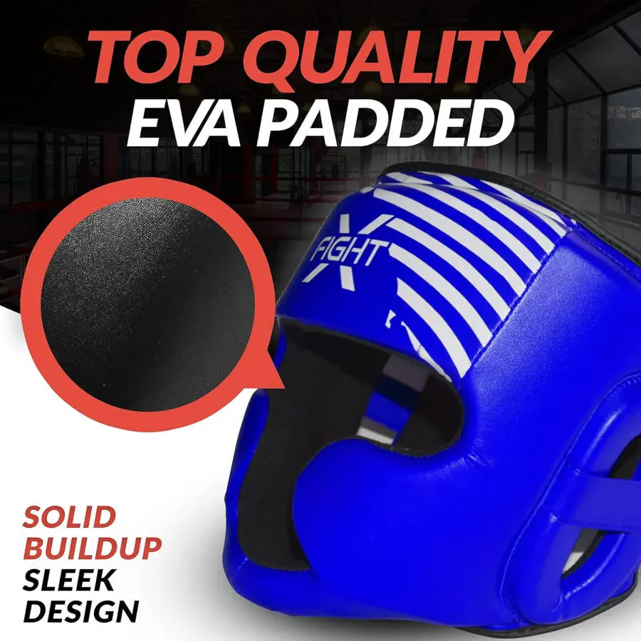 FightX Boxing Headgear For Youth MMA Training, MuayThai, Sparring Helmet For Protector (Blue, S/M)-BLUE - 5