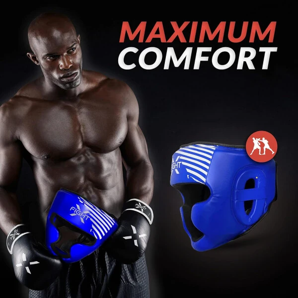 FightX Boxing Headgear For Youth MMA Training, MuayThai, Sparring Helmet For Protector (Blue, S/M)-BLUE - 7