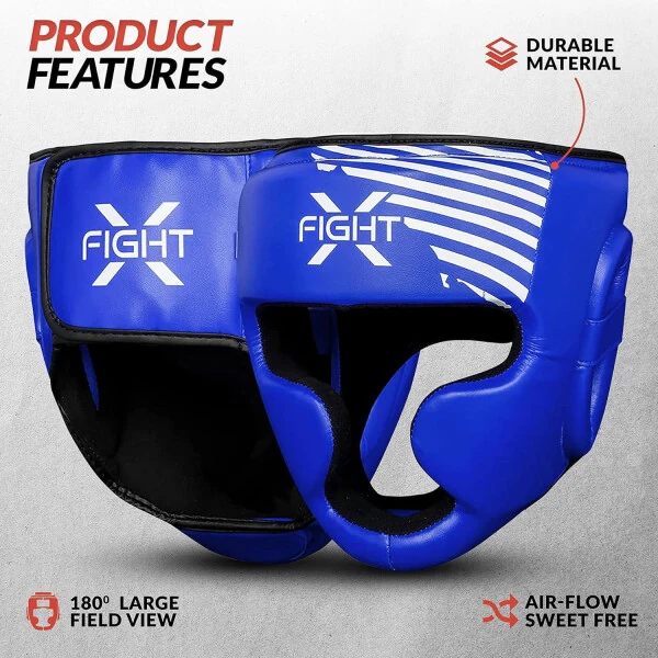 FightX Boxing Headgear For Youth MMA Training, MuayThai, Sparring Helmet For Protector (Blue, S/M) - FIGHTX (1)