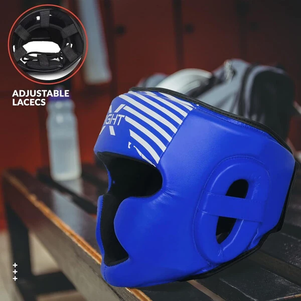 FightX Boxing Headgear For Youth MMA Training, MuayThai, Sparring Helmet For Protector (Blue, S/M) - 3