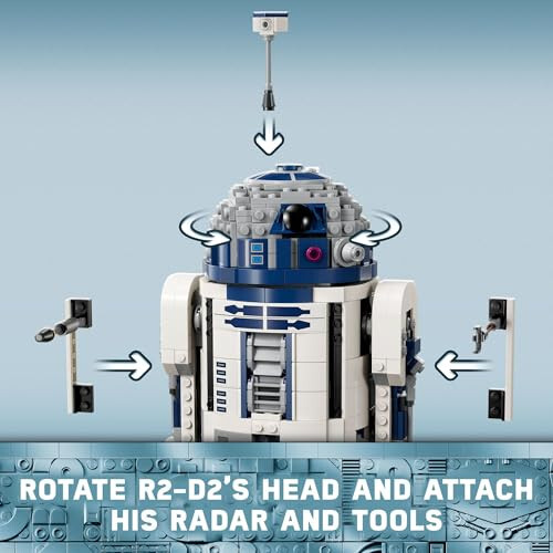 Фигурка LEGO Star Wars R2-D2 из кирпичей, коллекционная декорация для комнаты в стиле Star Wars с эксклюзивной минифигуркой Дарта Малака в честь 25-летия, творческая игровая идея в подарок для детей или фанатов в возрасте от 10 лет, 75379 - 3