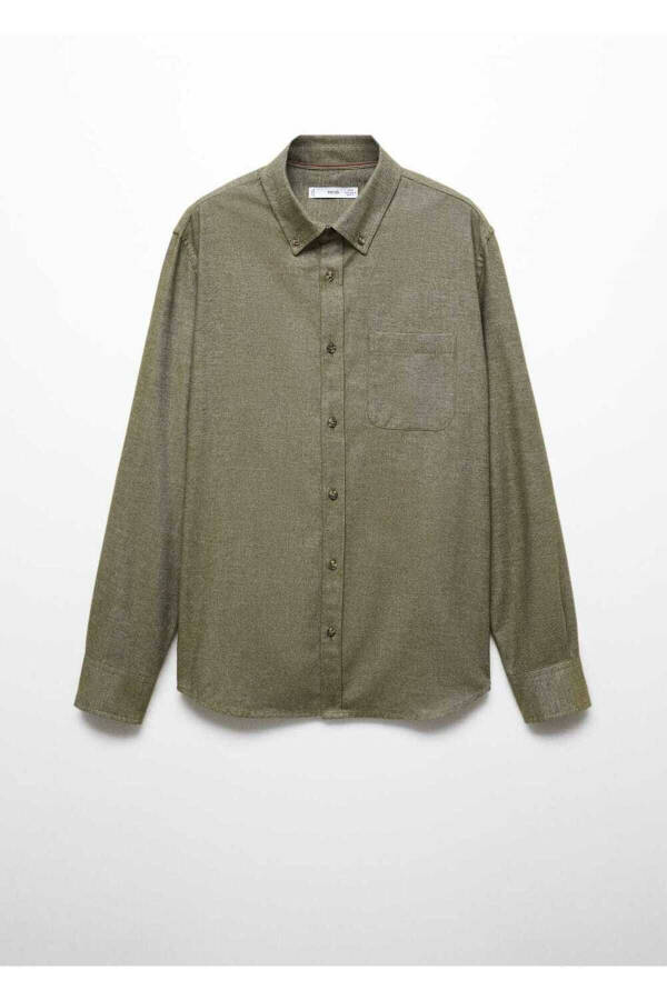 Hemd aus 100 % Fil-à-fil-Baumwolle - Khaki Farbe - 3