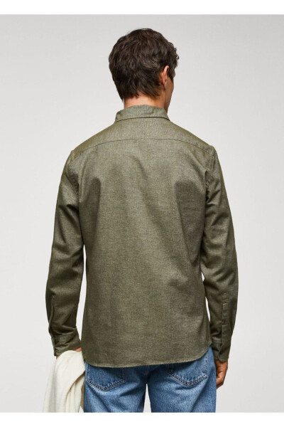 Hemd aus 100 % Fil-à-fil-Baumwolle - Khaki Farbe - 4