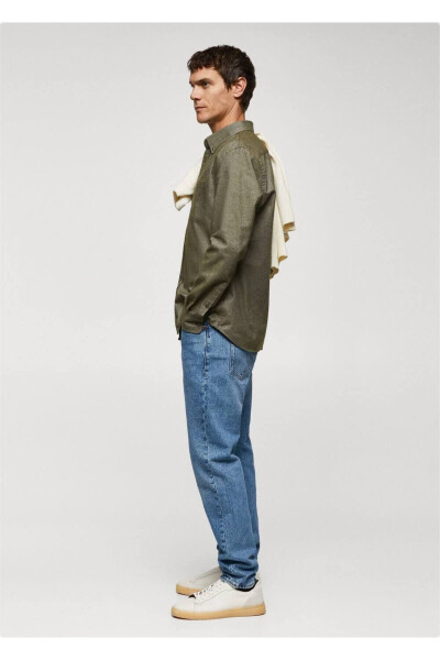 Hemd aus 100 % Fil-à-fil-Baumwolle - Khaki Farbe - 6