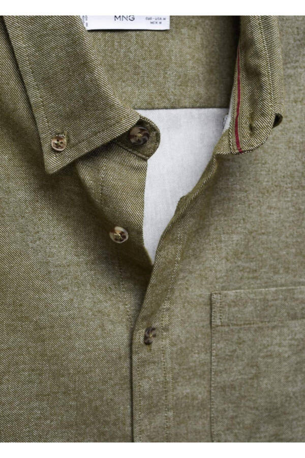 Hemd aus 100 % Fil-à-fil-Baumwolle - Khaki Farbe - 7