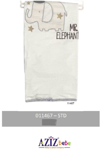 Elephant Desenli Pamuklu Bebek Battaniyesi 80cmx90cm - AZIZ BEBE