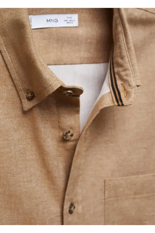 Fil-à-fil %100 Pamuklu Gömlek-Orta Kahverengi - 5