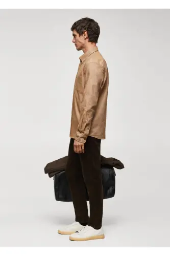 Fil-à-fil %100 Pamuklu Gömlek-Orta Kahverengi - 7