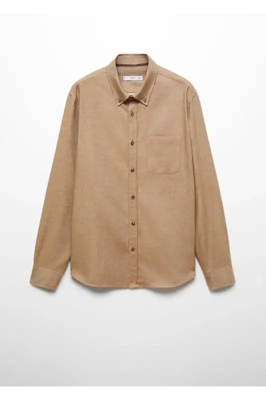 Fil-à-fil %100 Pamuklu Gömlek-Orta Kahverengi - 3