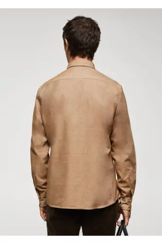 Fil-à-fil %100 Pamuklu Gömlek-Orta Kahverengi - 4