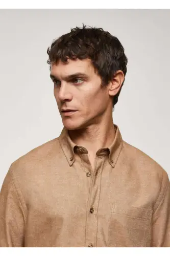 Fil-à-fil %100 Pamuklu Gömlek-Orta Kahverengi - 6