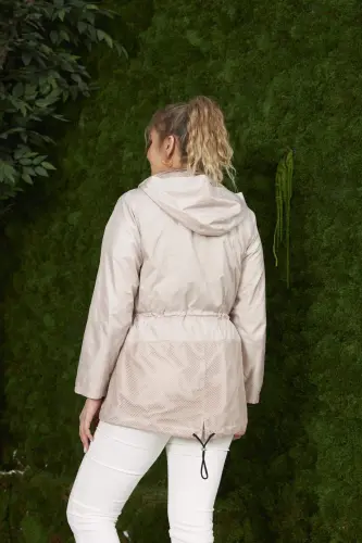 File Batafsil Katta Hajmli Trench Palto Krem - 4