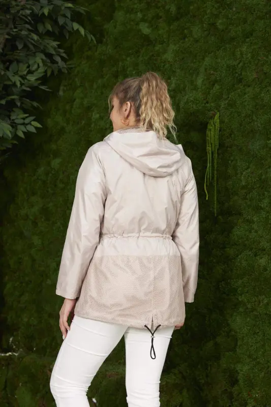 File Batafsil Katta Hajmli Trench Palto Krem - 4