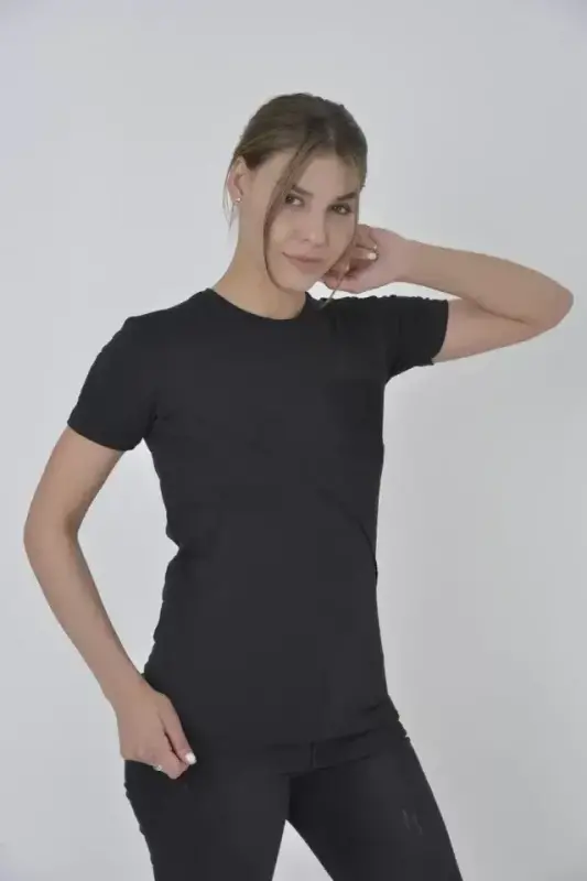 File Cepli Slim Fit T-shirt - Siyah - BÜYÜKBEDENIZ
