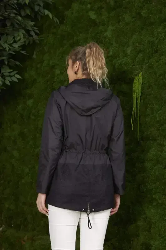 File Detailed Plus Size Black Trench Coat - 4