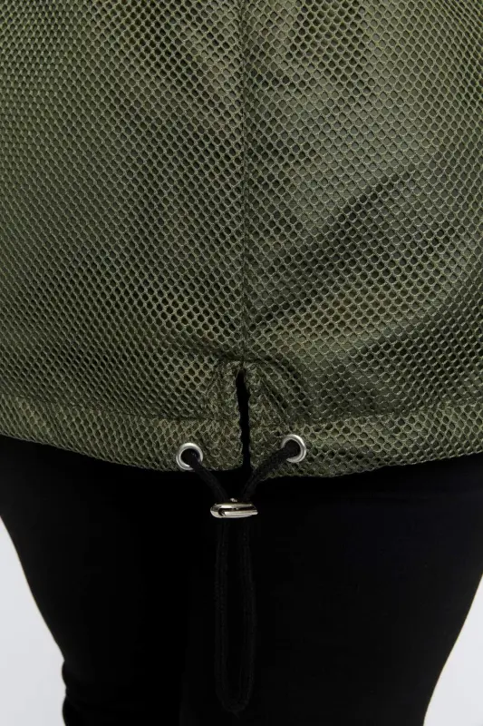 File Detailed Plus Size Khaki Trench Coat - 4