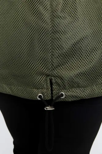 File Detayli Katta Hajmdagi Haki Trenchcoat - 11