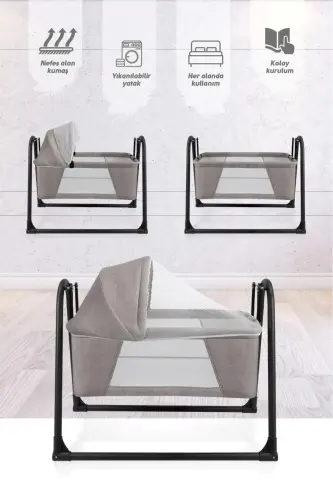 File-lined, wipeable, portable, swing, bedside bassinet, crib, hammock crib - 3