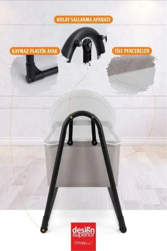 File-lined, wipeable, portable, swing, bedside bassinet, crib, hammock crib - 4